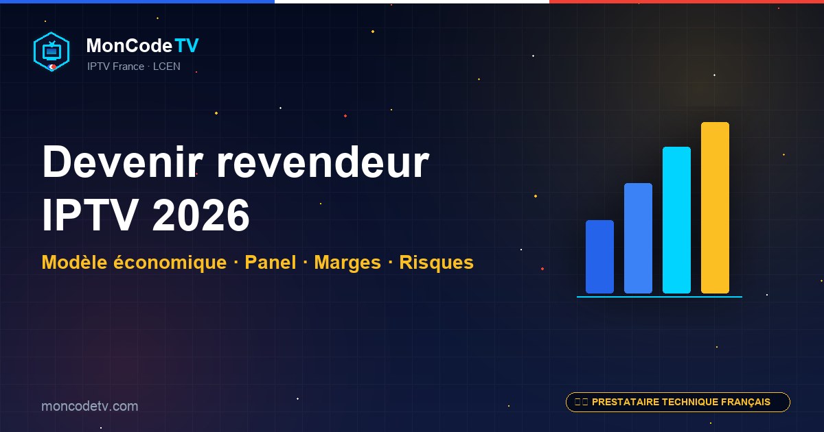 Devenir revendeur IPTV France 2026 — modèle économique, panel, marges et risques