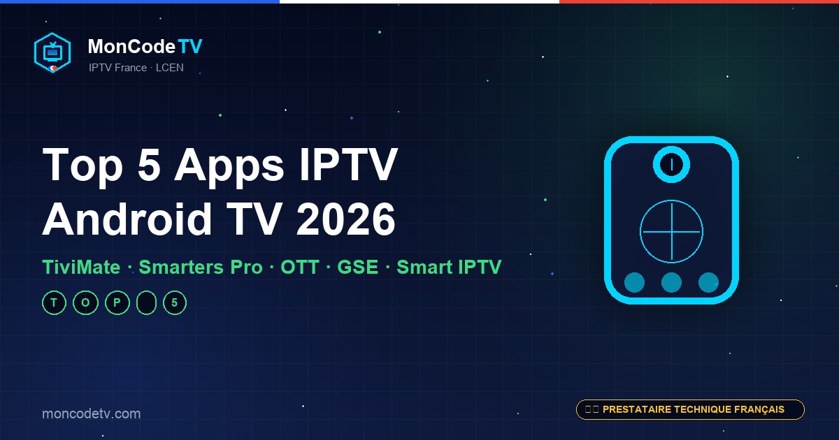 Top 5 meilleures apps IPTV Android TV 2026 — TiviMate, Smarters Pro, OTT Navigator, GSE